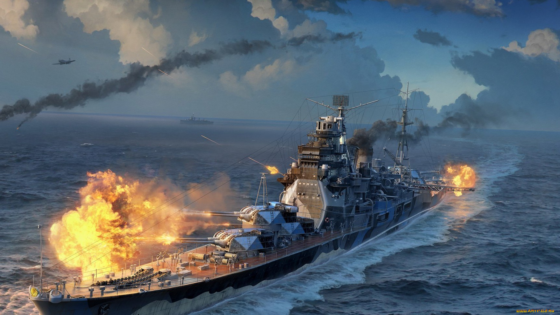 видео, игры, world, of, warships, море, самолеты, корабли