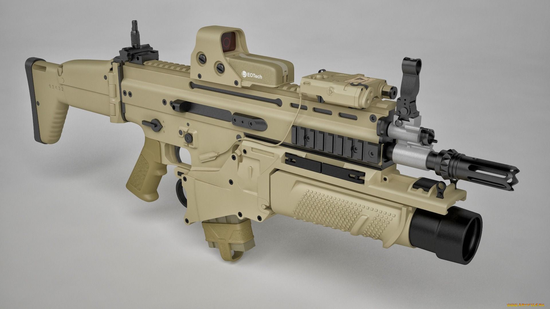 оружие, автоматы, fn, scar, folding, butt, grenade, launcher, cal, 7, 62, m17, model, art, in, weapon, form, herstal, belgium, rifle, eo, tech, assault, gun, ordnance