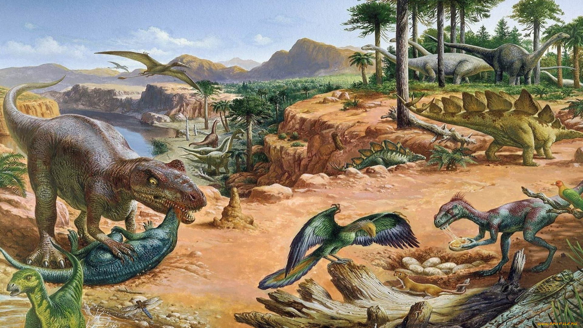 рисованное, животные, , доисторические, динозавры