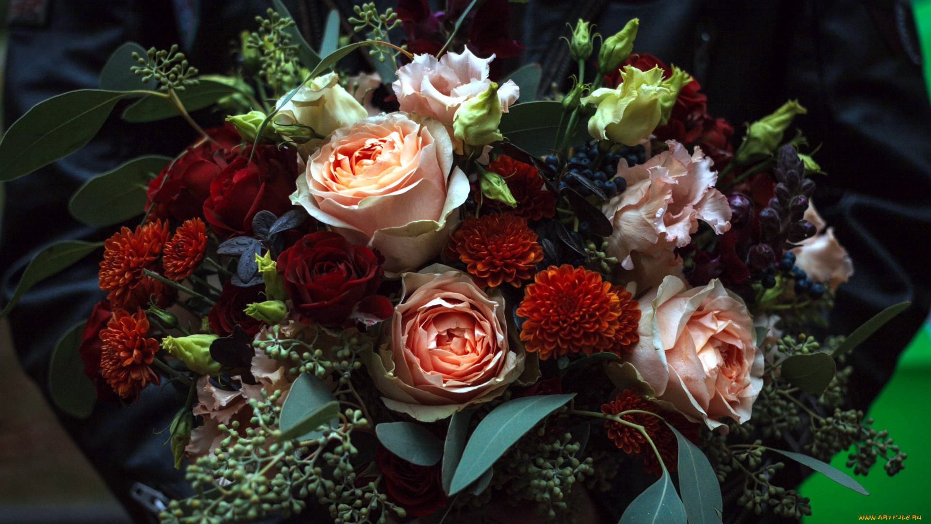 цветы, букеты, , композиции, хризантемы, розы, эустома
