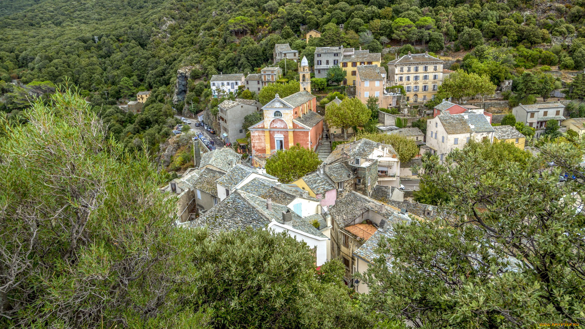 village, of, nonza, corsica, города, -, панорамы, village, of, nonza