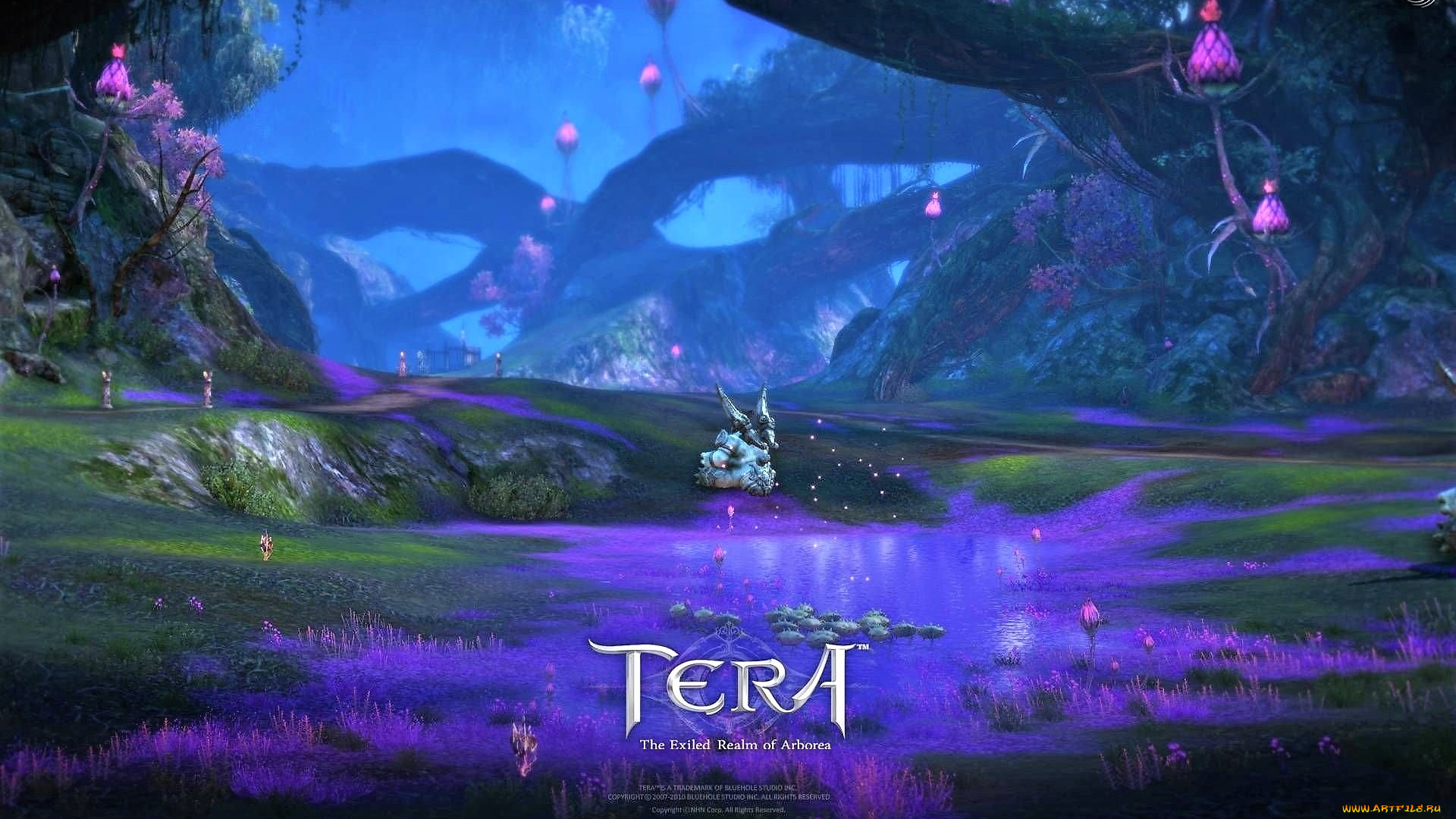 видео, игры, tera, , the, exiled, realm, of, arborea, деревья, лужа, существо