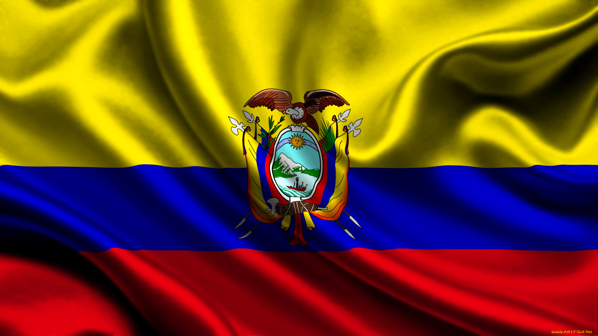 разное, флаги, гербы, satin, ecuador, герб, флаг, flag