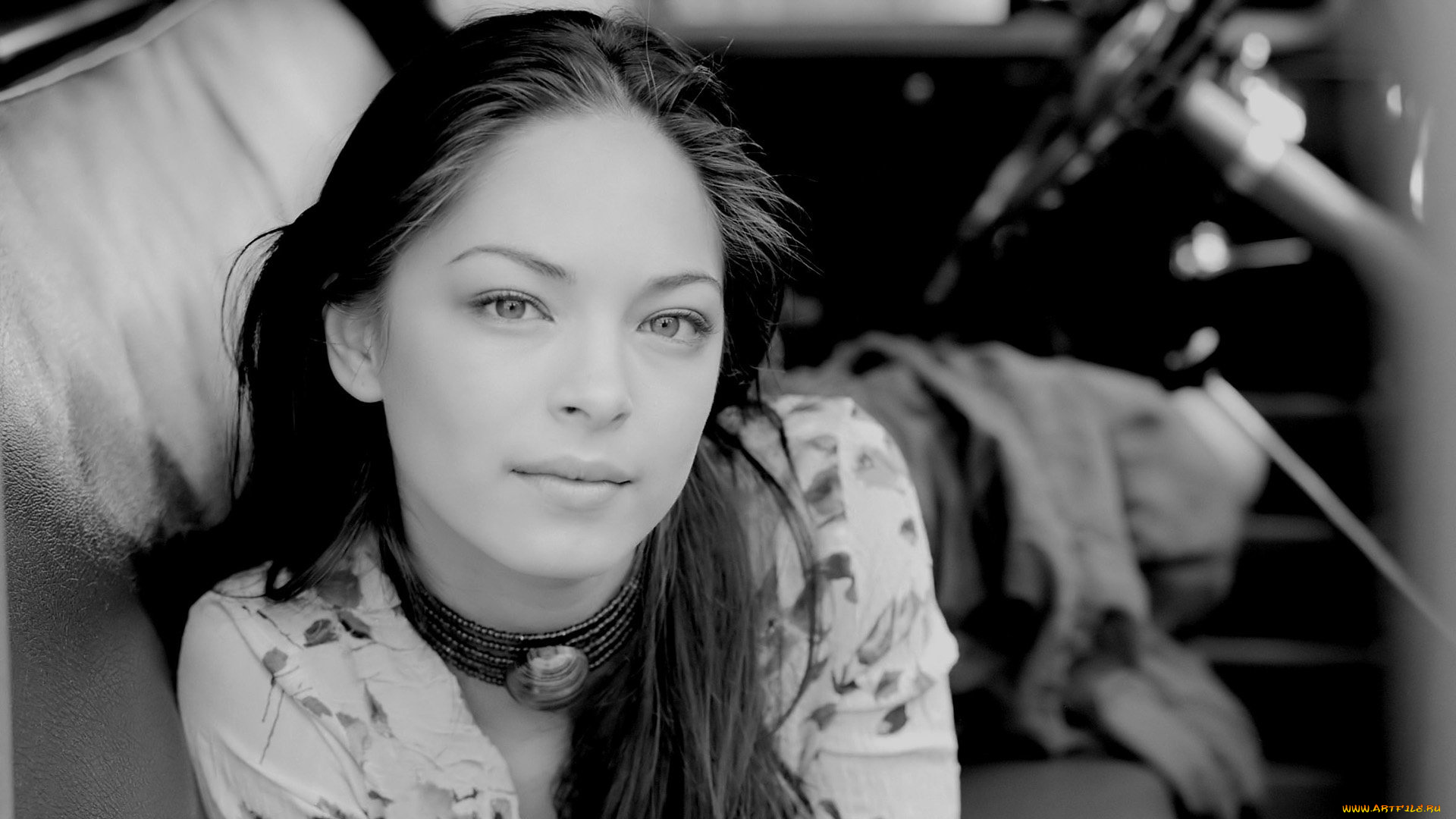 Kristin, Kreuk, девушки, машина, черно-белая, актриса