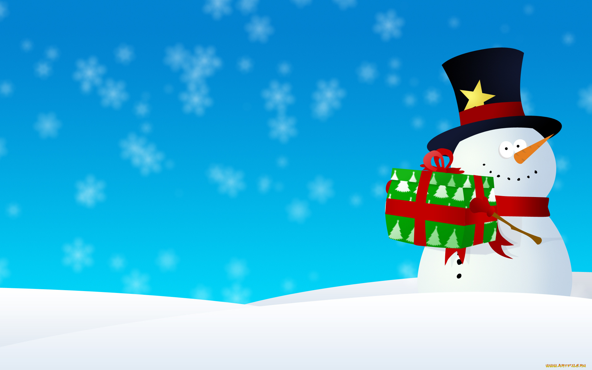праздничные, векторная, графика, , новый, год, снеговик, подарок