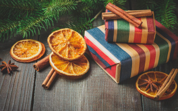Картинка праздничные подарки+и+коробочки vintage украшения holiday celebration happy gift елка апельсин orange decoration корица