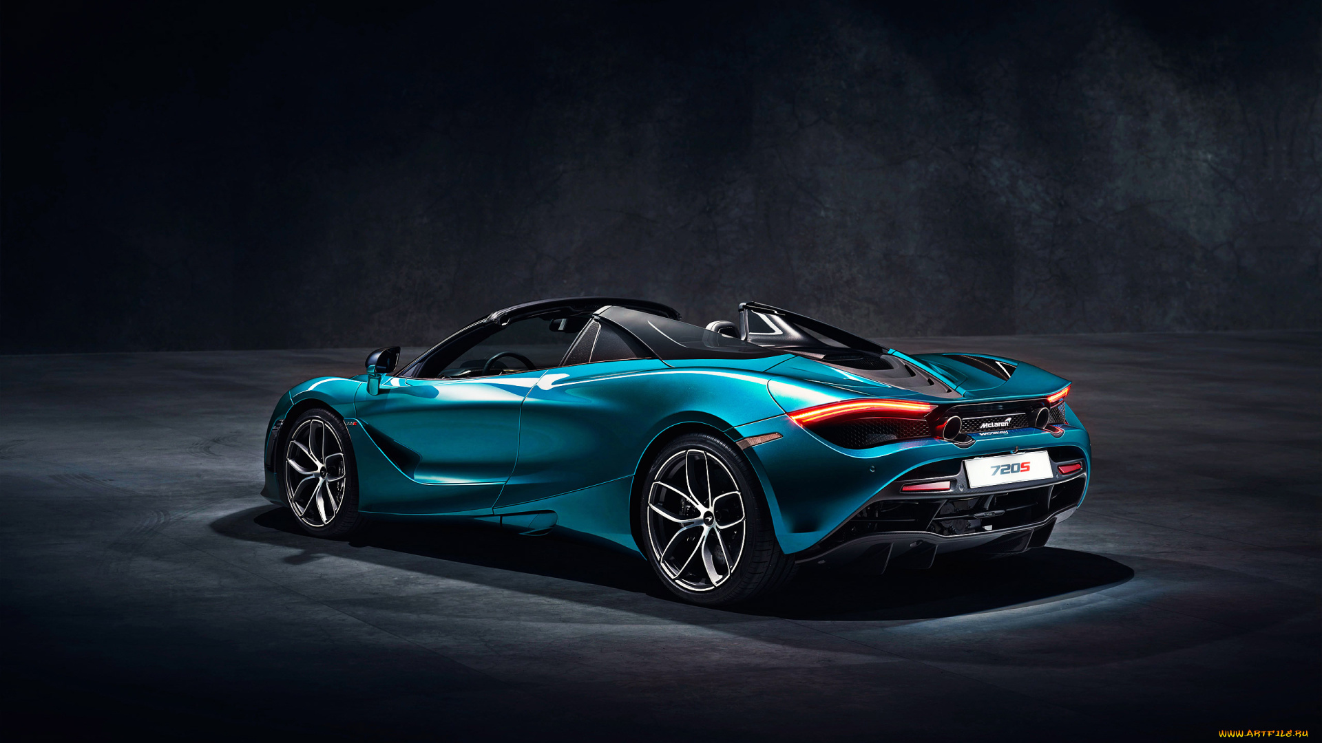 2019, mclaren, 720s, spider, автомобили, mclaren, вид, сзади, 710hp, макларен, британские, суперкары, синий, новый, родстер, экстерьер