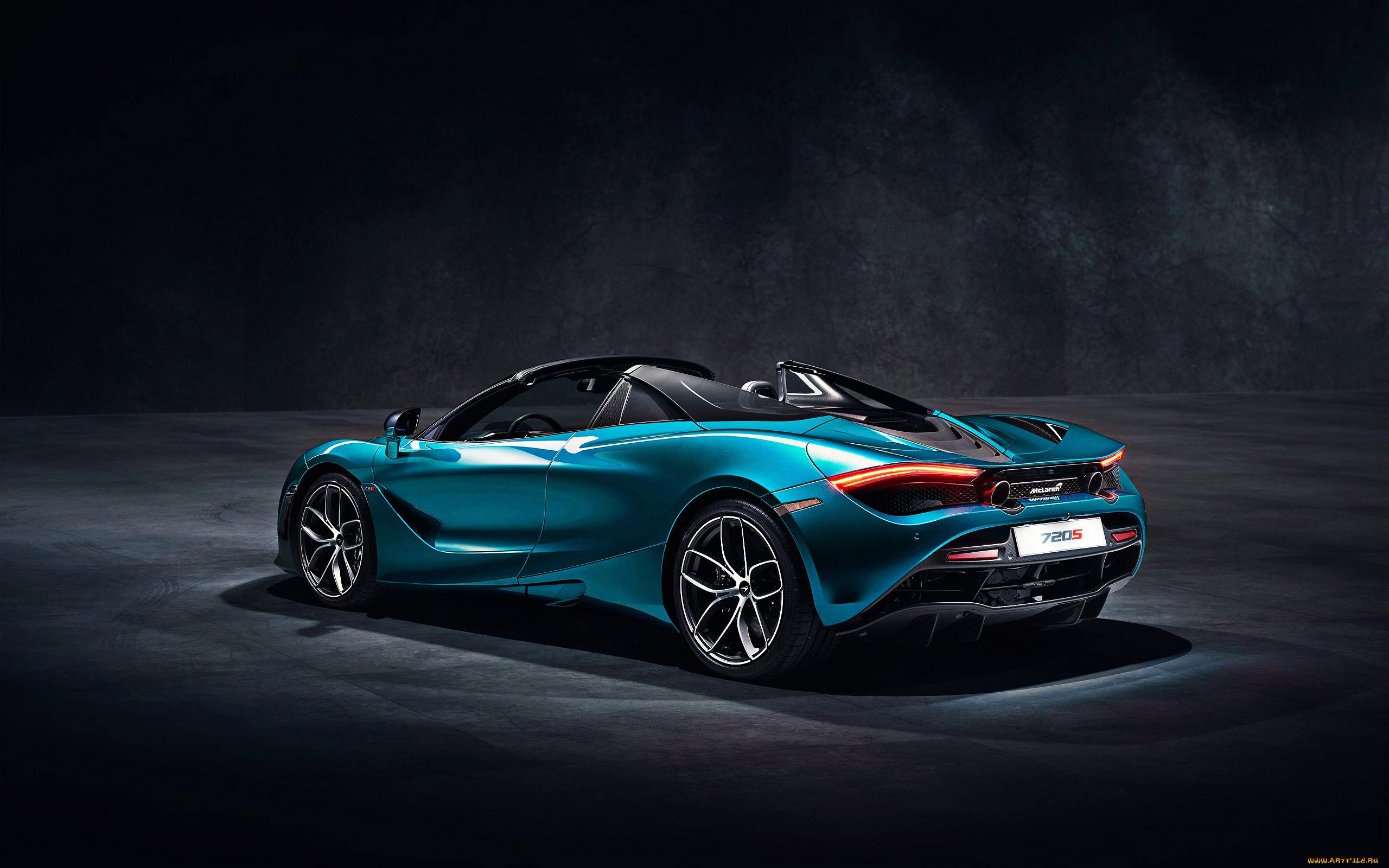 2019, mclaren, 720s, spider, автомобили, mclaren, вид, сзади, 710hp, макларен, британские, суперкары, синий, новый, родстер, экстерьер