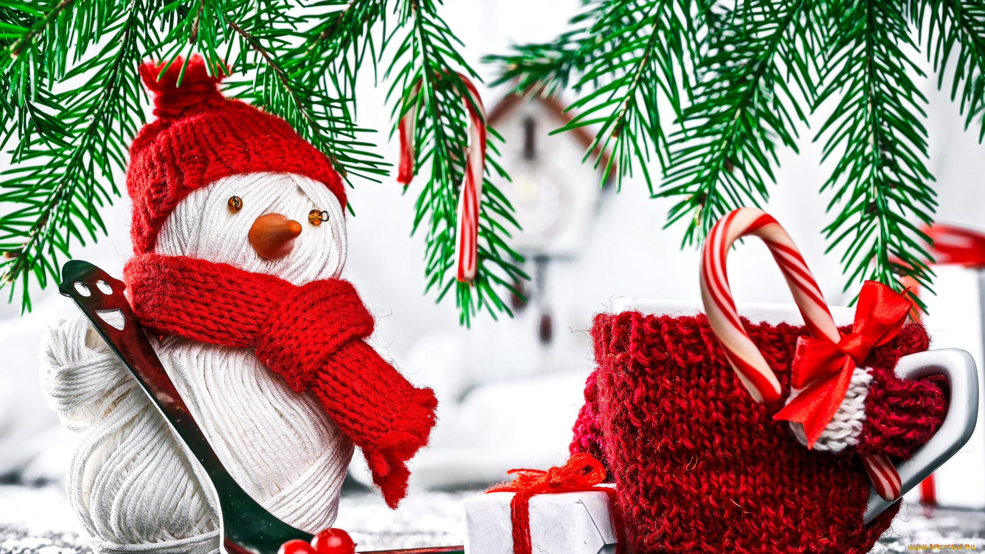 праздничные, снеговики, подарки, ёлка, нитки, снеговик