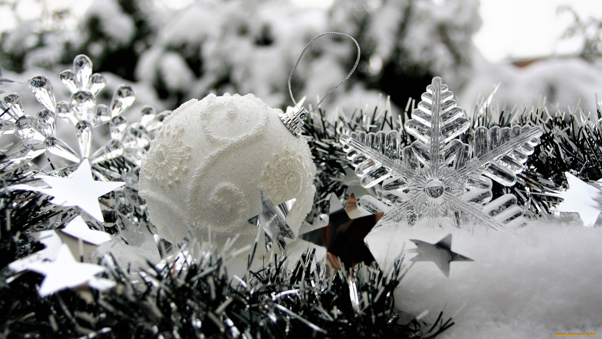 праздничные, украшения, звездочки, снежинки, мишура, шары