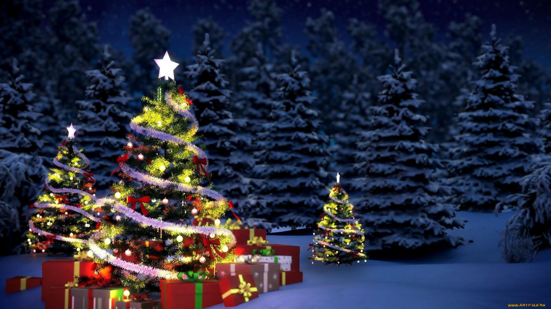 праздничные, ёлки, огни, подарки, елка