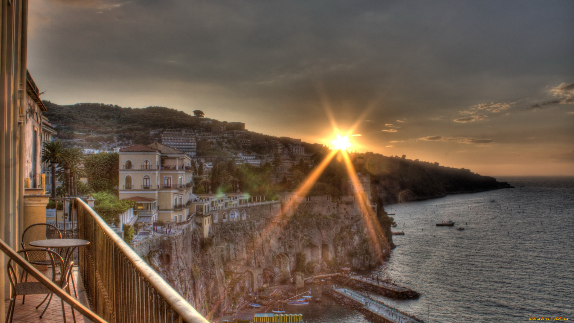 sorrento, italy, города, амальфийское, лигурийское, побережье, италия, город, набережная, закат, море