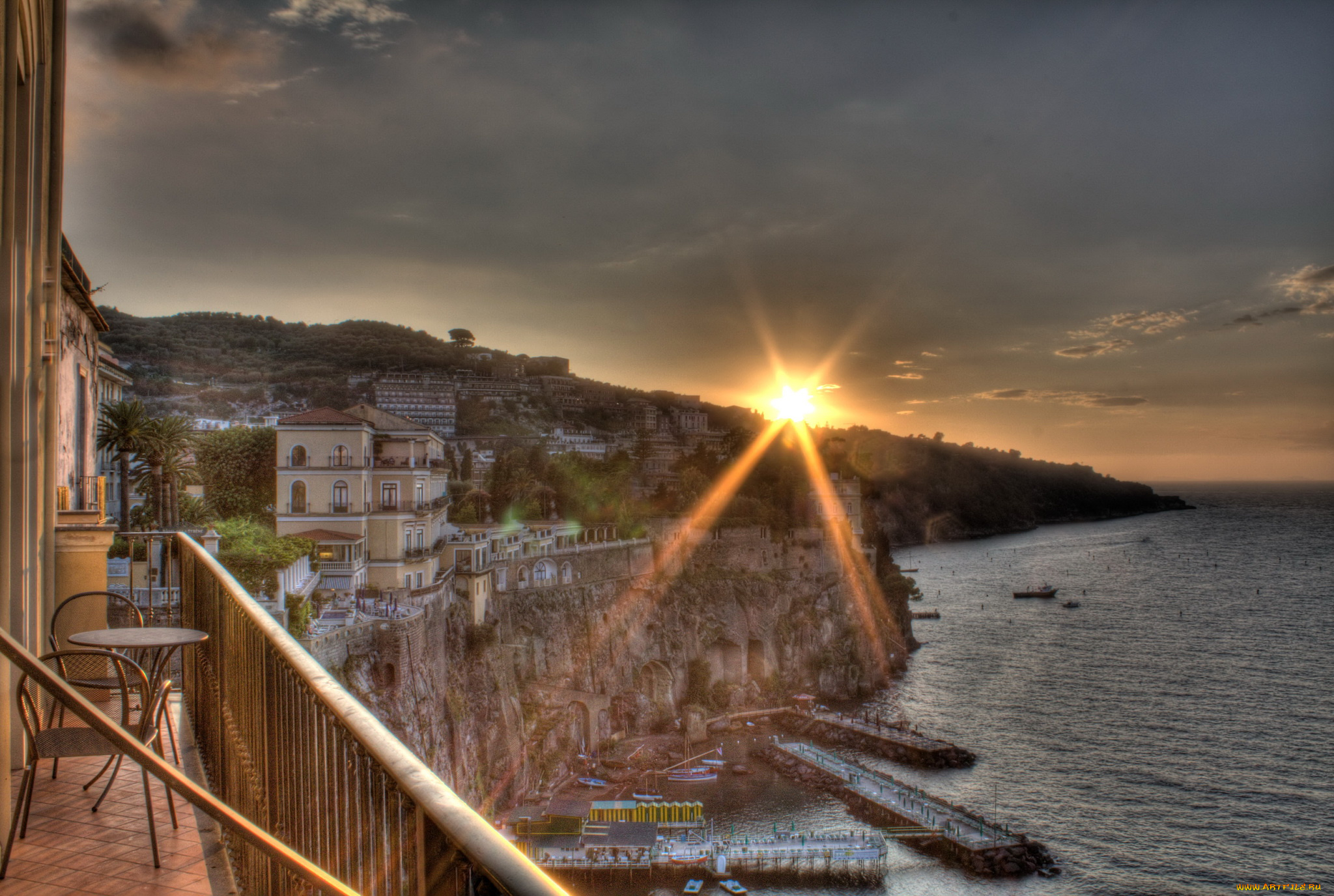 sorrento, italy, города, амальфийское, лигурийское, побережье, италия, город, набережная, закат, море