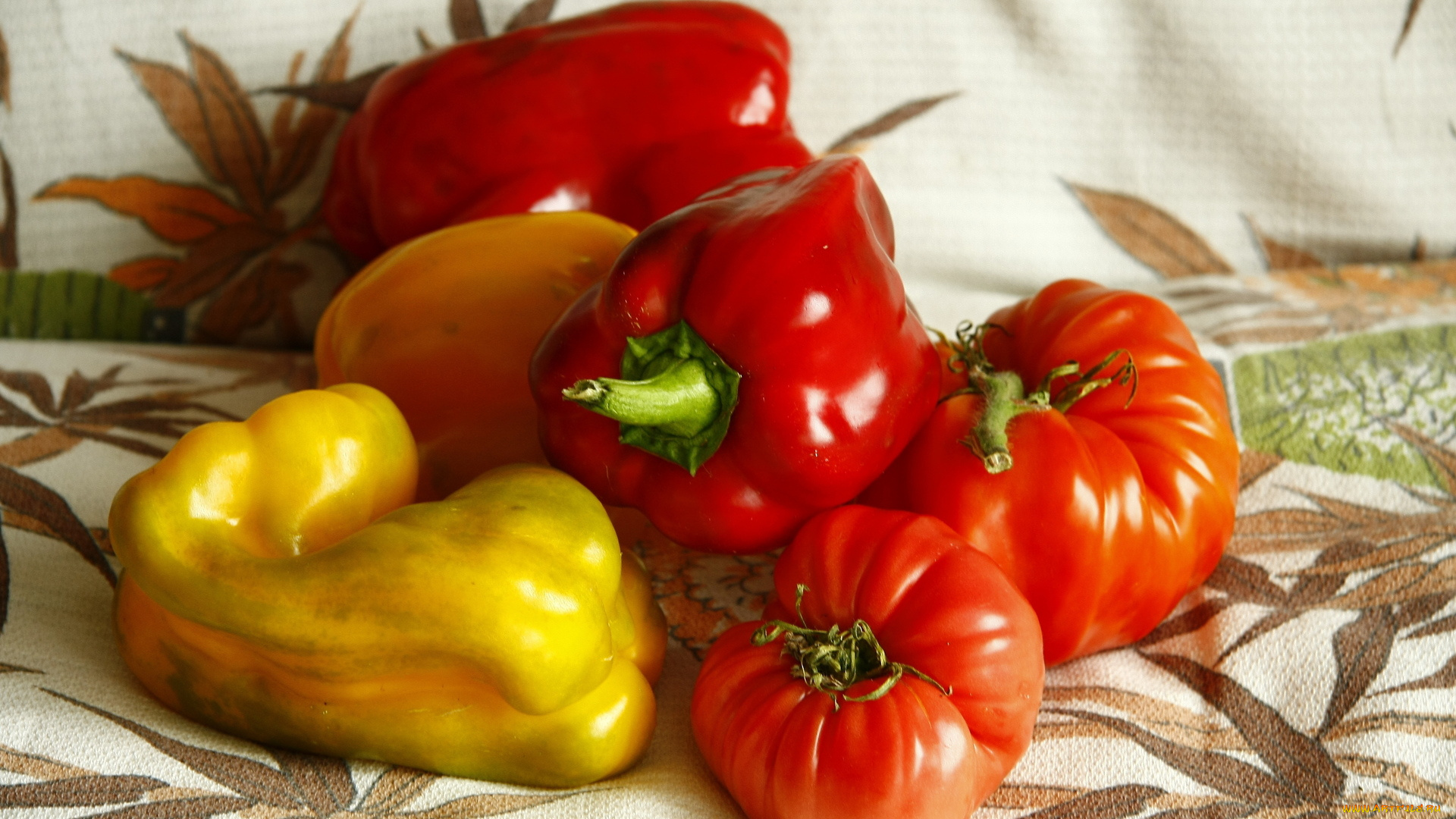 еда, овощи, лето, пища, помидоры, перец, красные, желтые