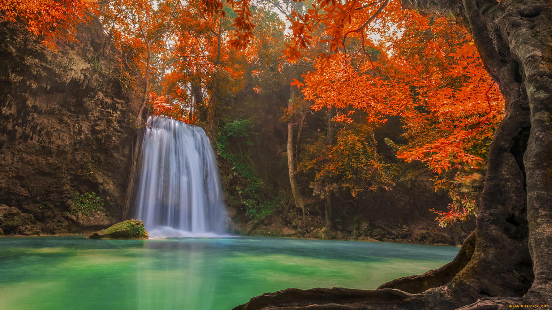 erawan, waterfall, , kanchanaburi, , thailand, природа, водопады, деревья, лсень, kanchanaburi, erawan, waterfall, река, тайланд, водопад, эраван, канчанабури, thailand