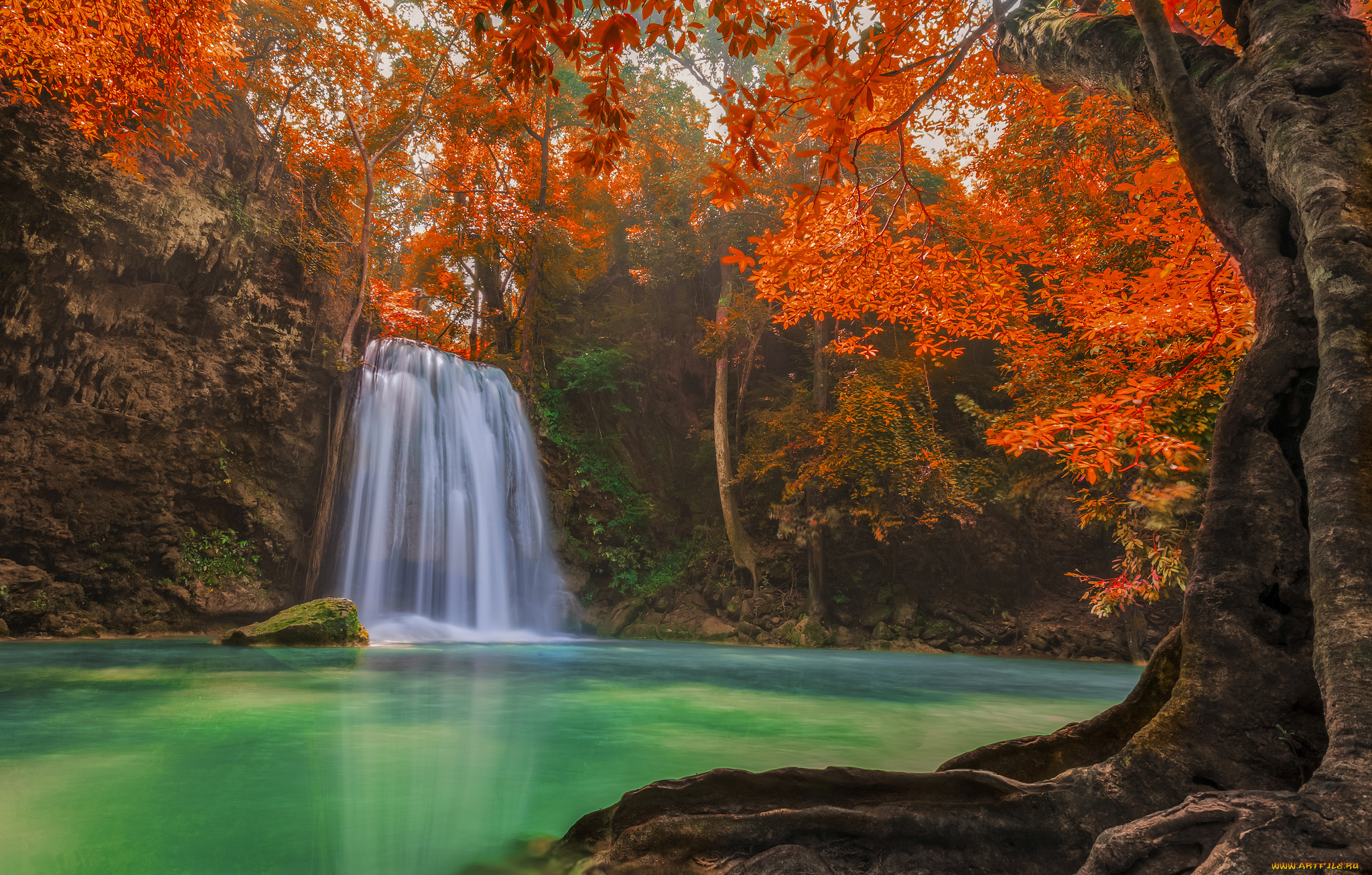 erawan, waterfall, , kanchanaburi, , thailand, природа, водопады, деревья, лсень, kanchanaburi, erawan, waterfall, река, тайланд, водопад, эраван, канчанабури, thailand