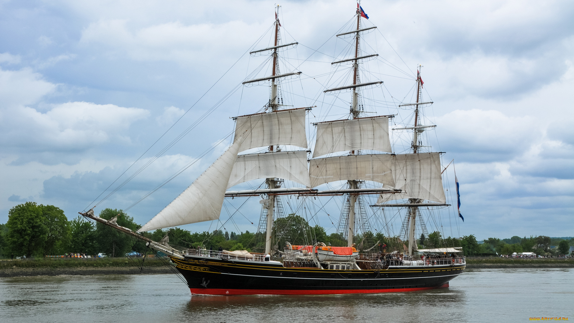 stad, amsterdam, корабли, парусники, вымпел, паруса, мачты, корабль