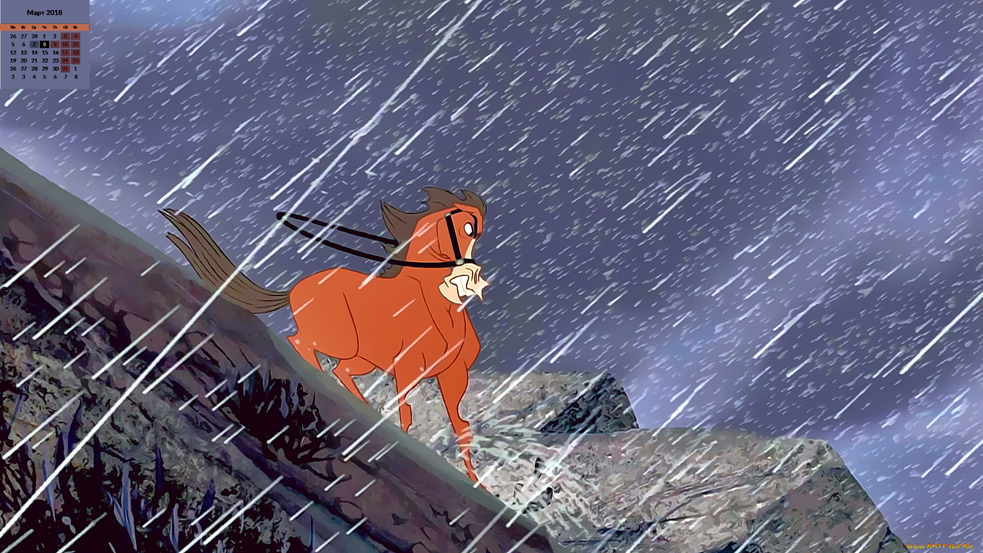 лошадь под дождем фото