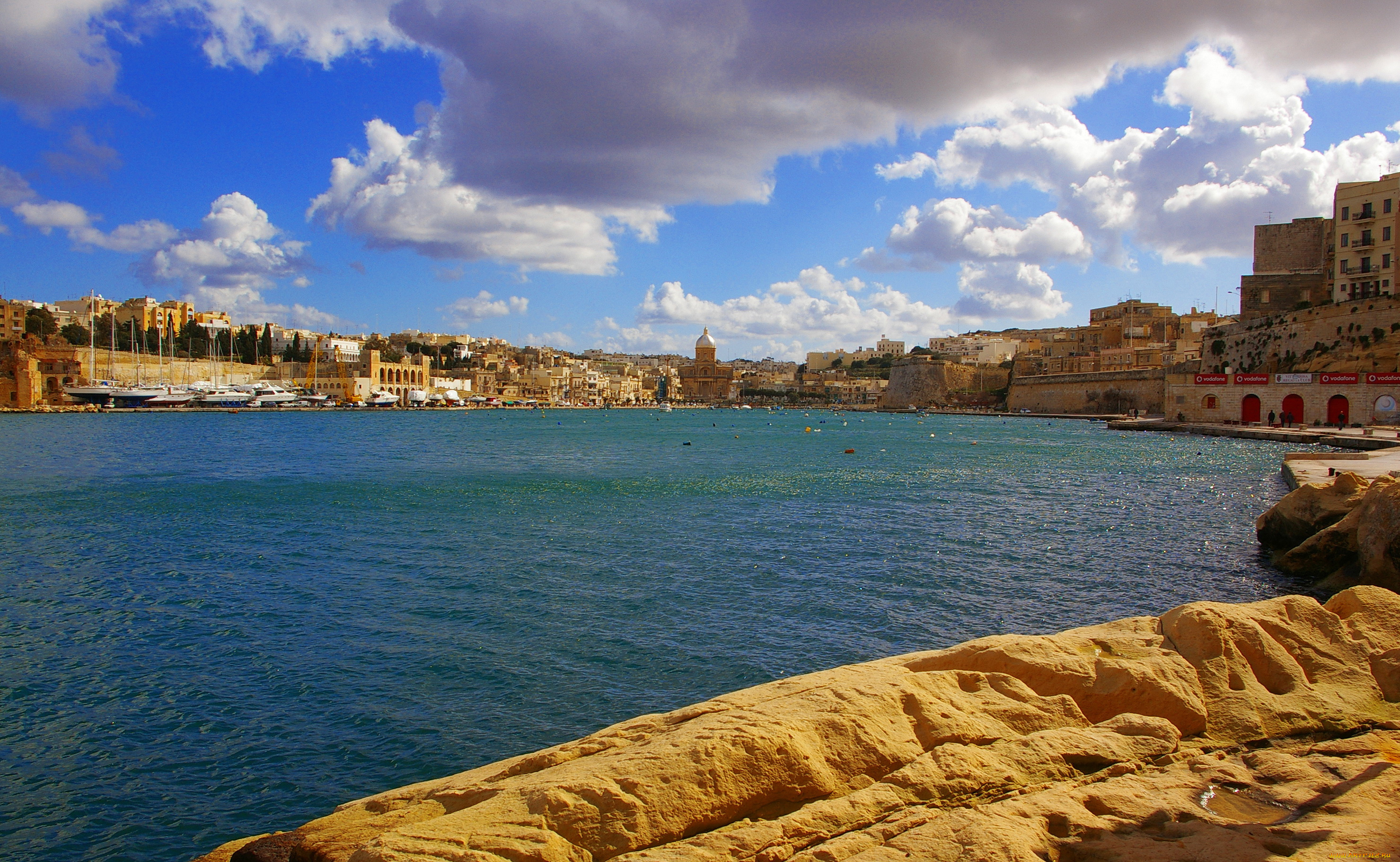 kalkara, malta, города, панорамы, море, дома, набережная