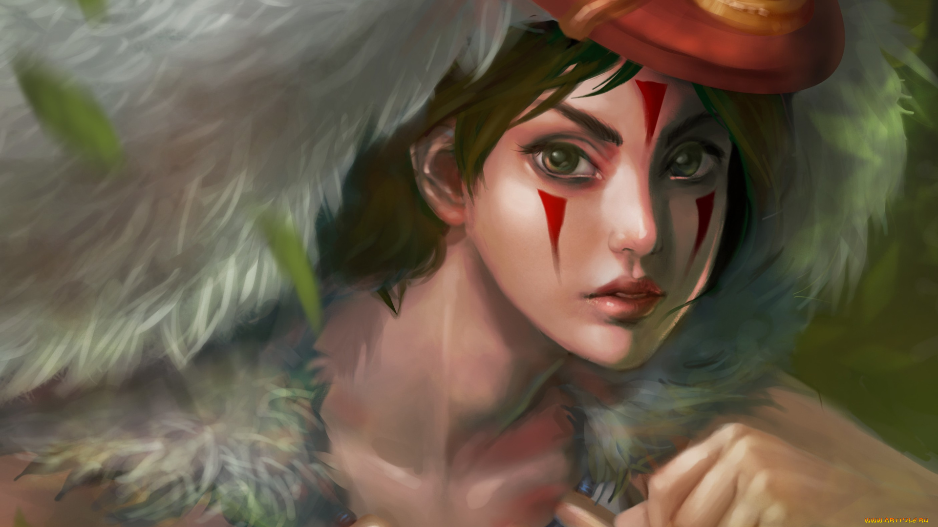 аниме, mononoke, hime, принцесса, мононоке, девушка, маска, нож