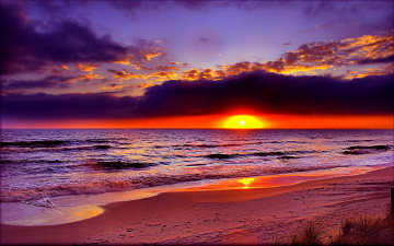 Картинка природа восходы закаты волны тучи закат океан пляж