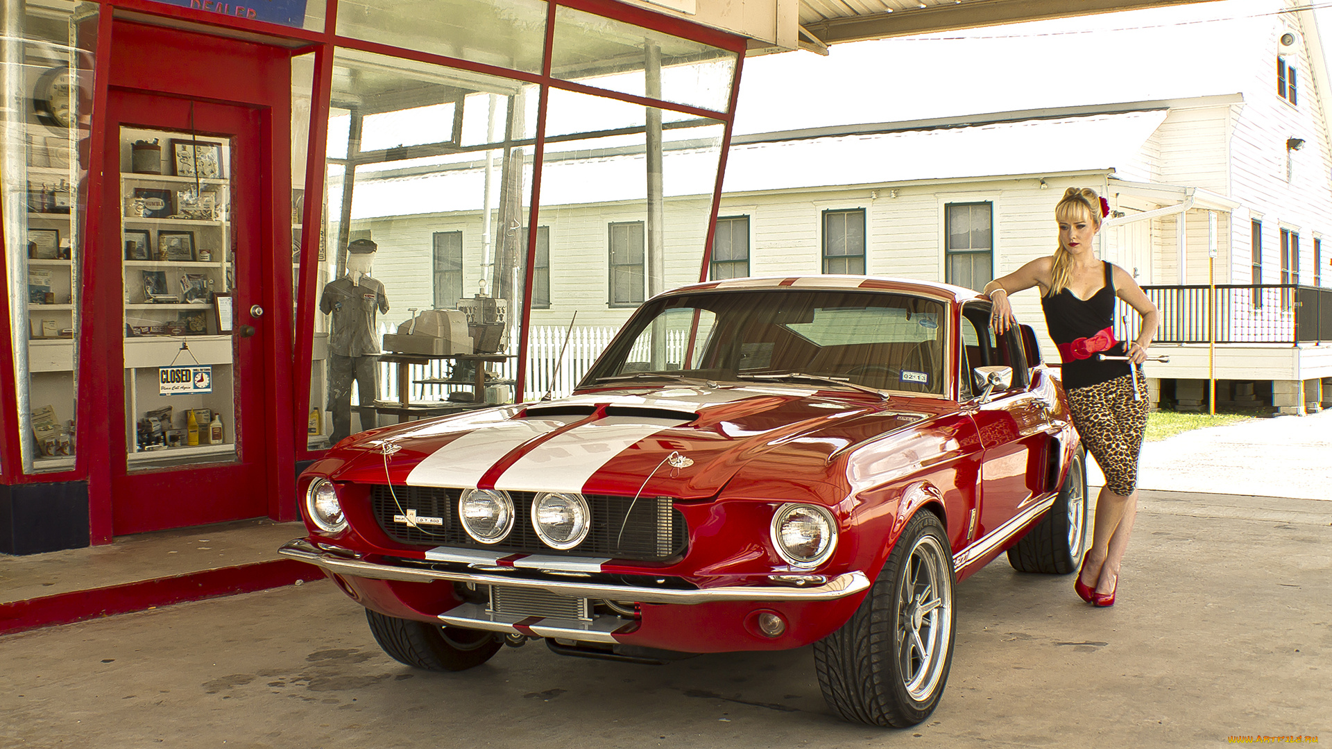 автомобили, авто, с, девушками, gt500, shelby, mustang, ford, красный, 1967