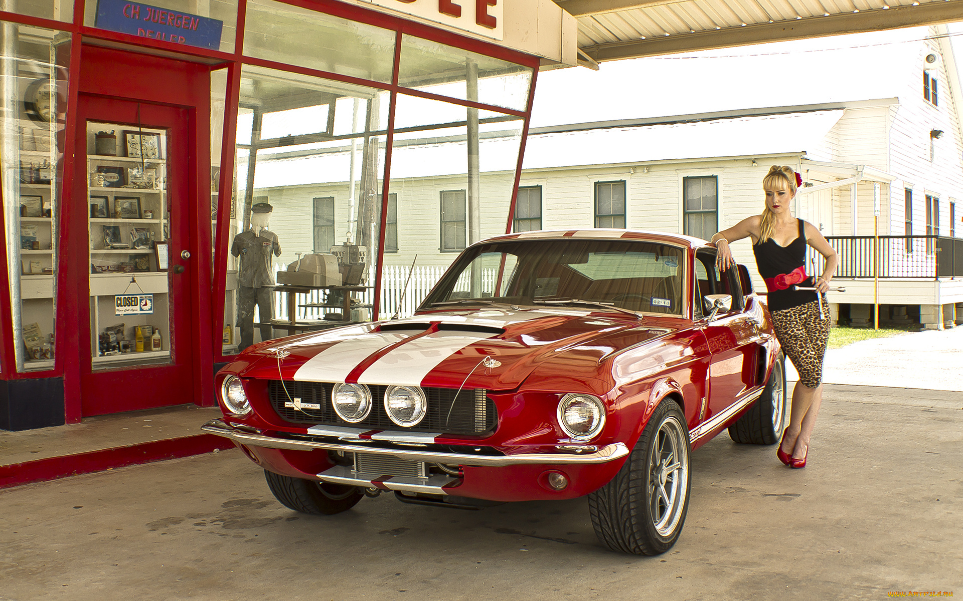 автомобили, авто, с, девушками, gt500, shelby, mustang, ford, красный, 1967