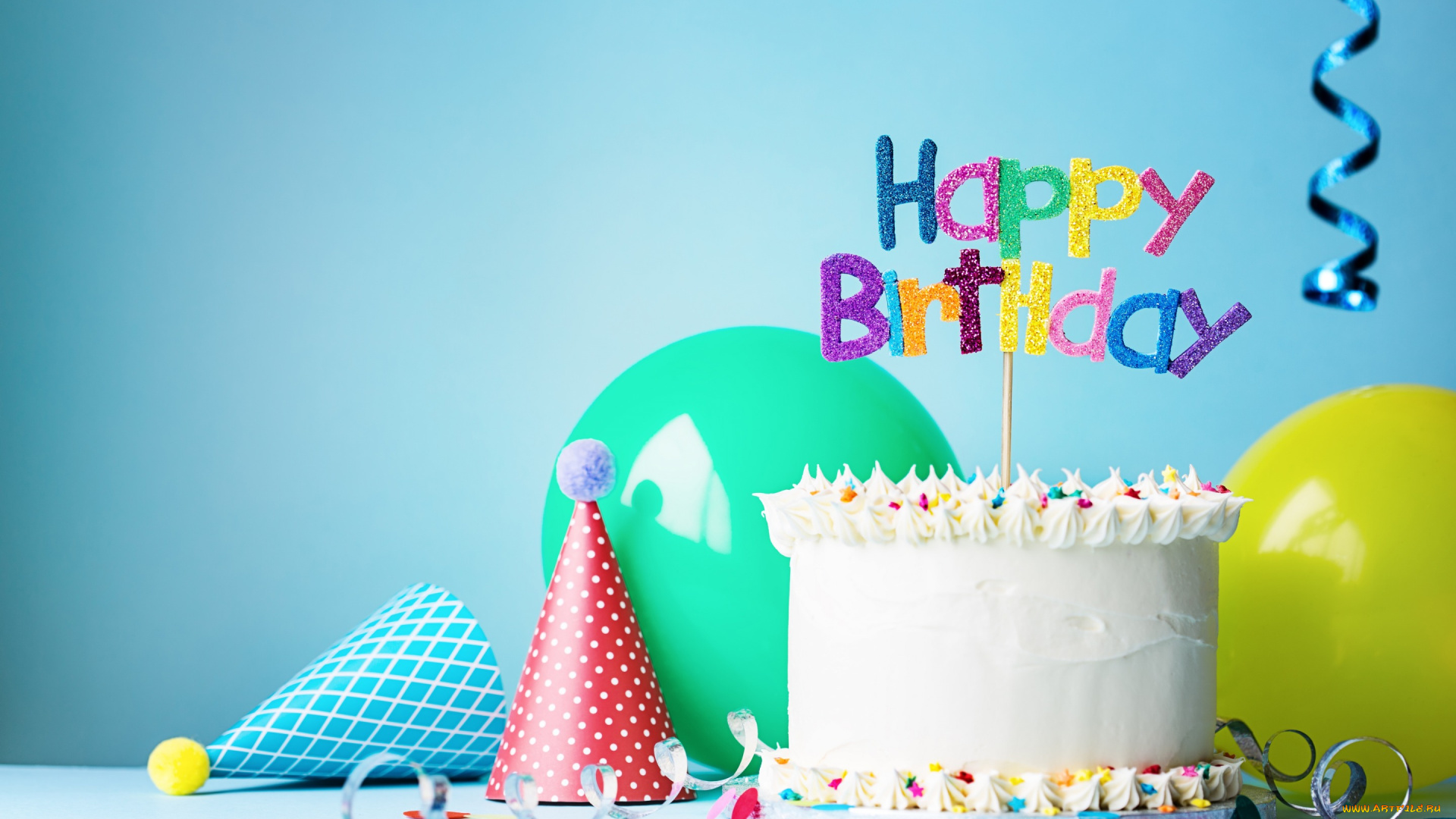 праздничные, день, рождения, день, рождения, happy, decoration, торт, свечи, воздушные, шары, birthday, cake