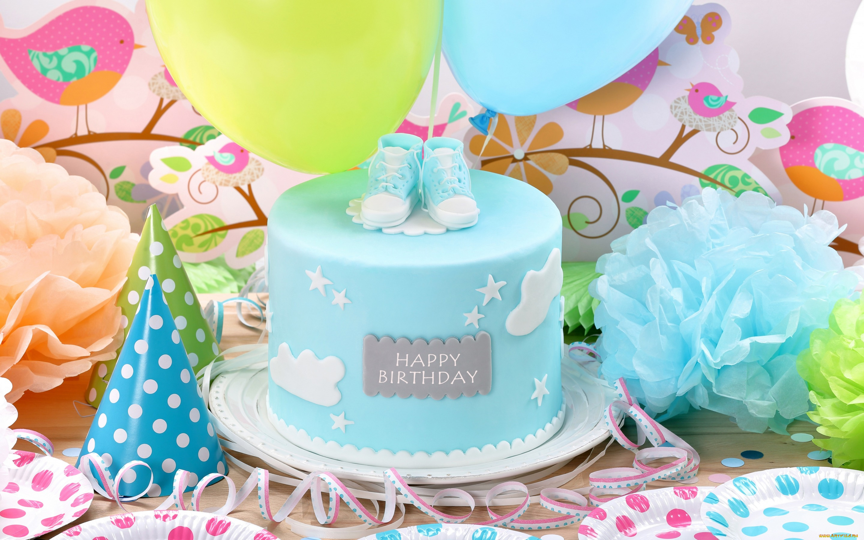 праздничные, день, рождения, торт, воздушные, шары, birthday, день, рождения, happy, decoration, cake