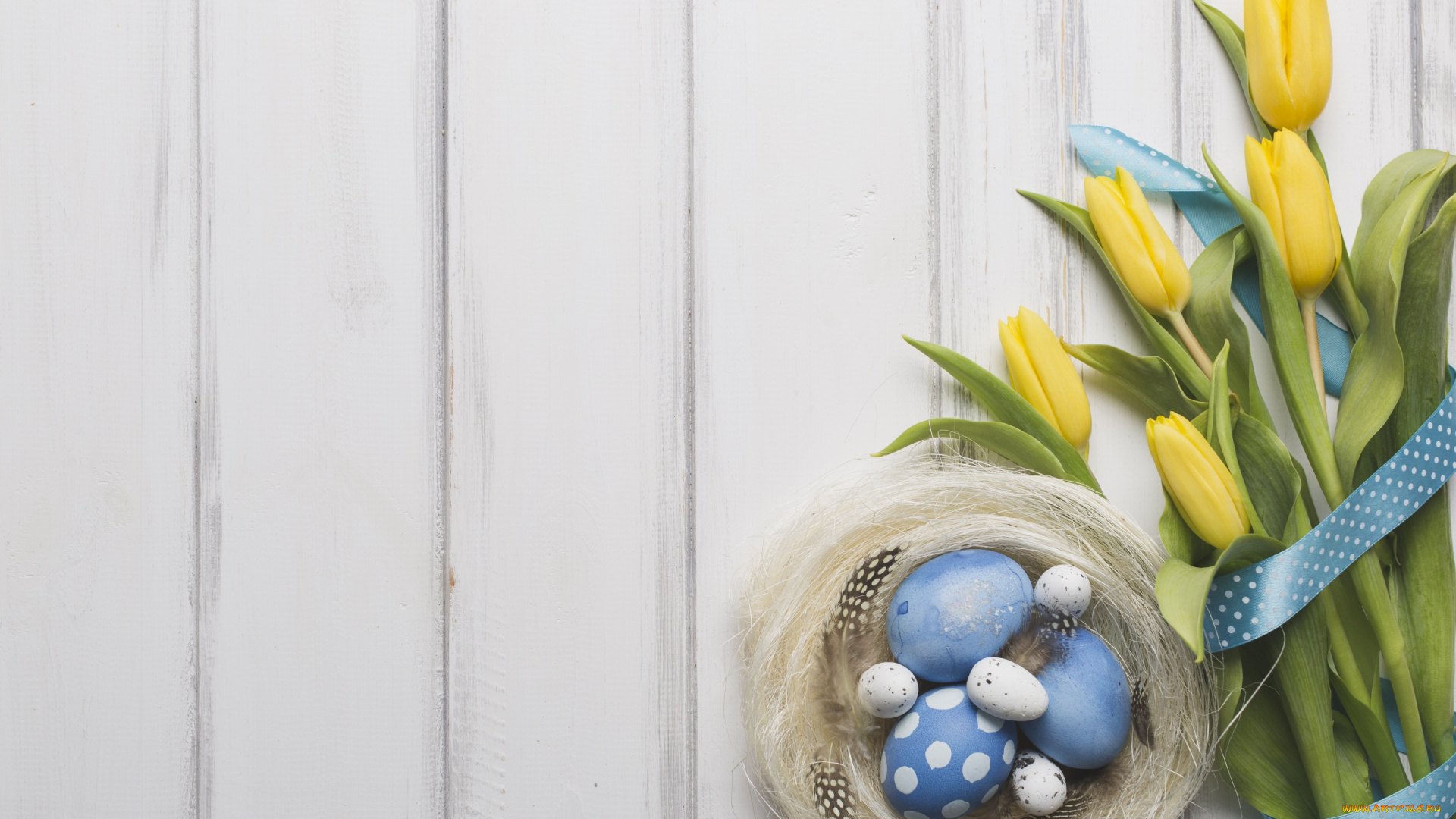 праздничные, пасха, eggs, wood, весна, декор, лента, праздник, тюльпаны, easter, bouquet