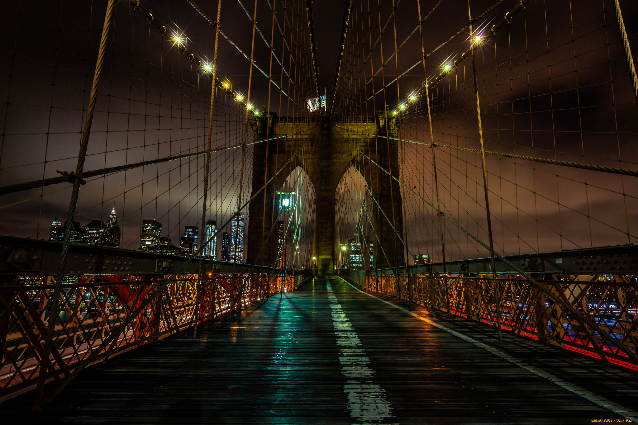 brooklyn, bridge, города, нью-йорк, , сша, простор