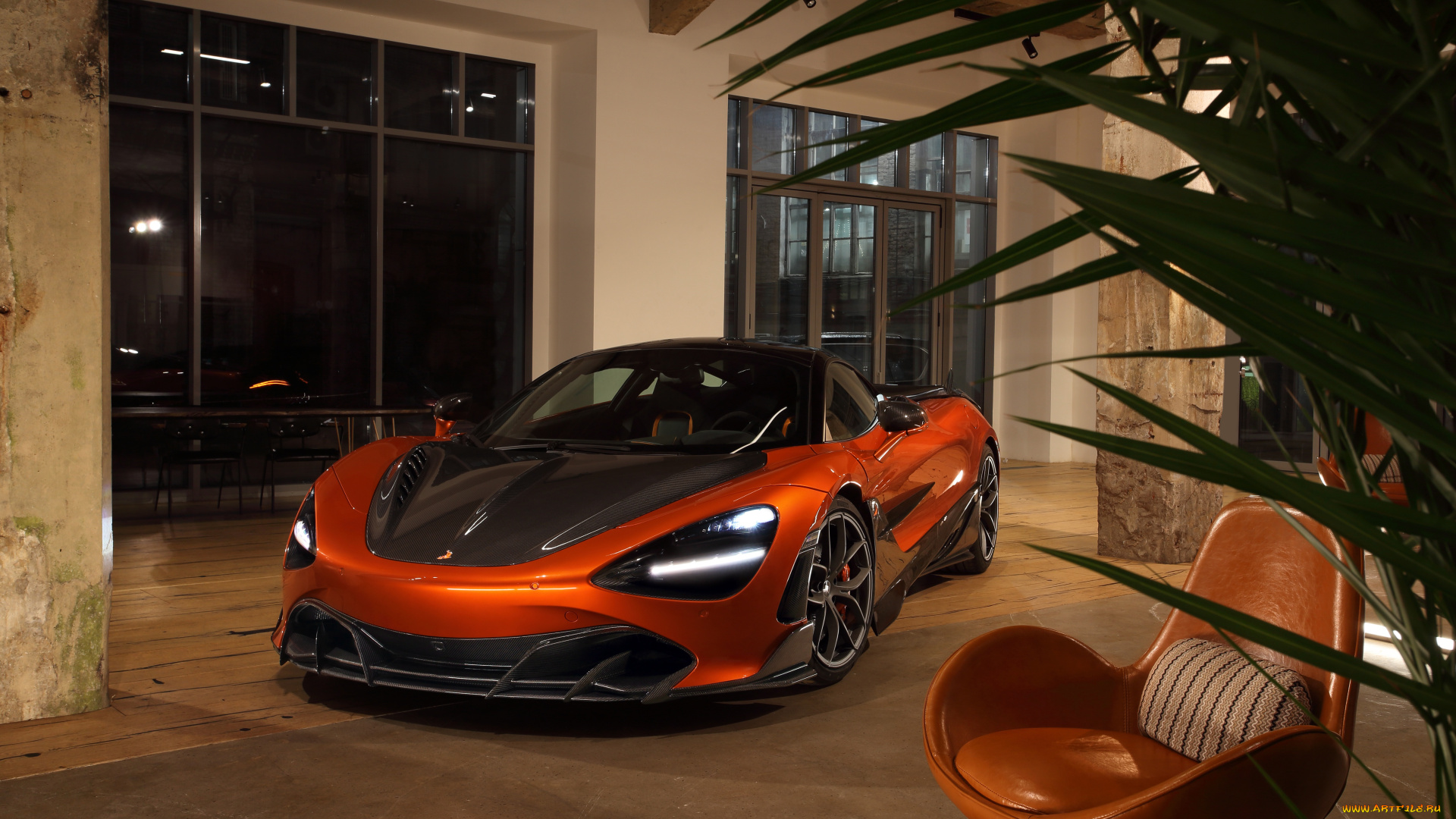 автомобили, mclaren, light, orange, front, topcar, 720s