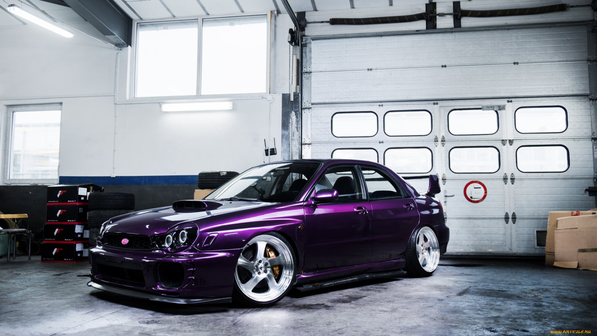 автомобили, subaru, impreza, purple, front, wrx, sti, side, garage, jr, wheels