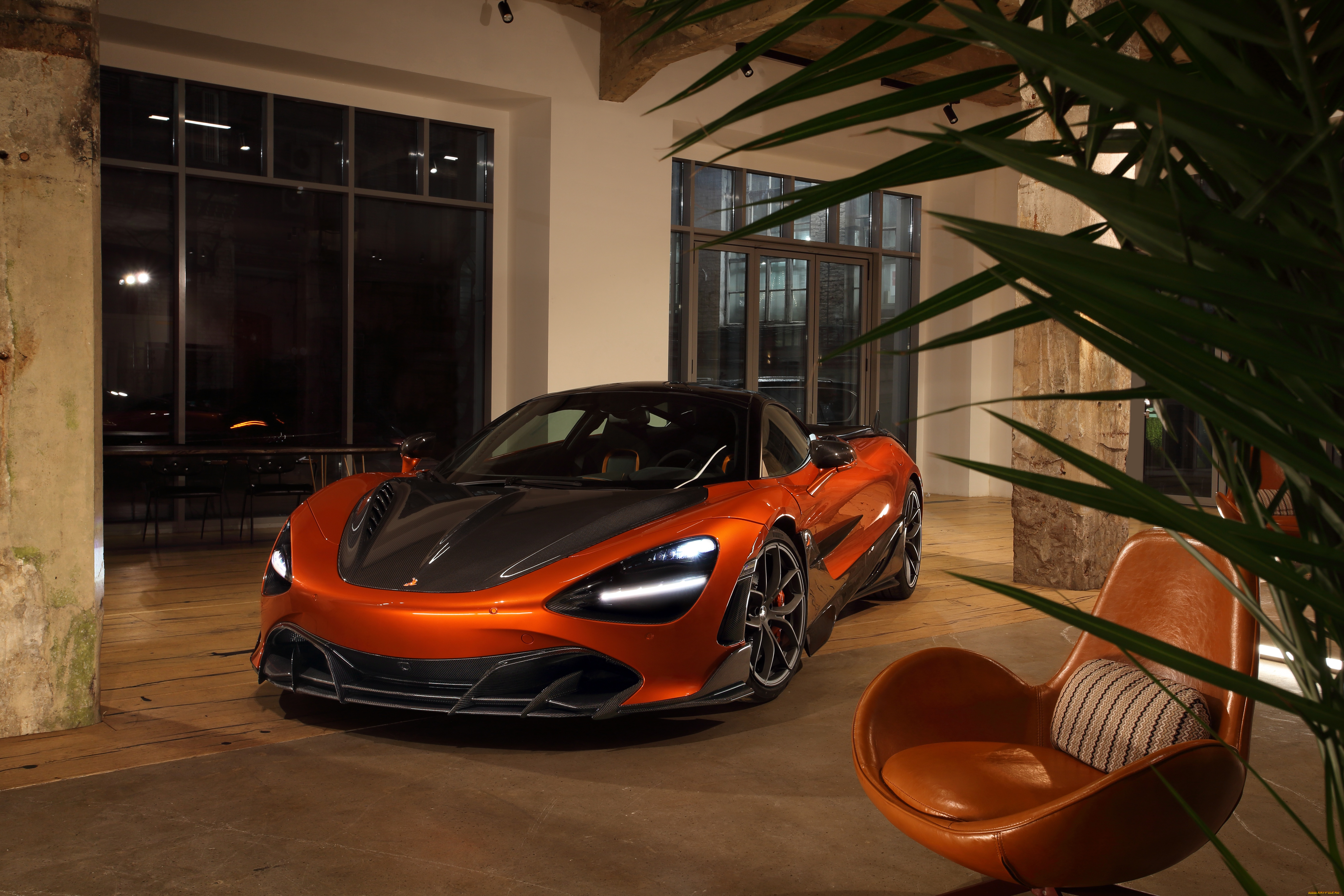 автомобили, mclaren, light, orange, front, topcar, 720s