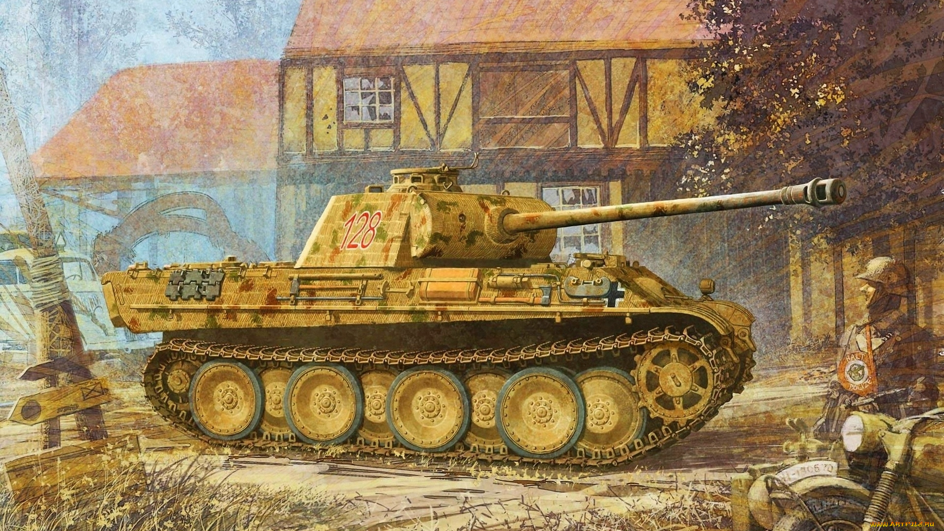 рисованные, армия, pzkpfw, v, panther, пантера, средний, танк, sd, kfz, , 171