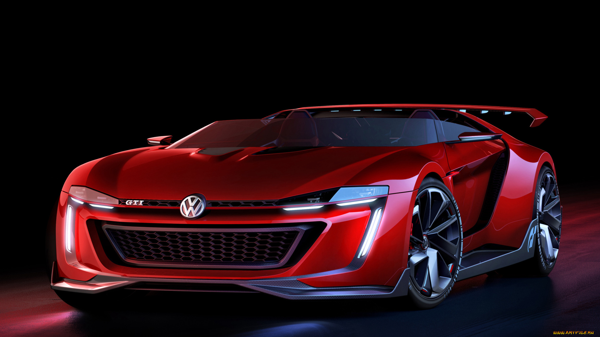 автомобили, volkswagen, gti, roadster, vision, gran, turismo, 2014, красный