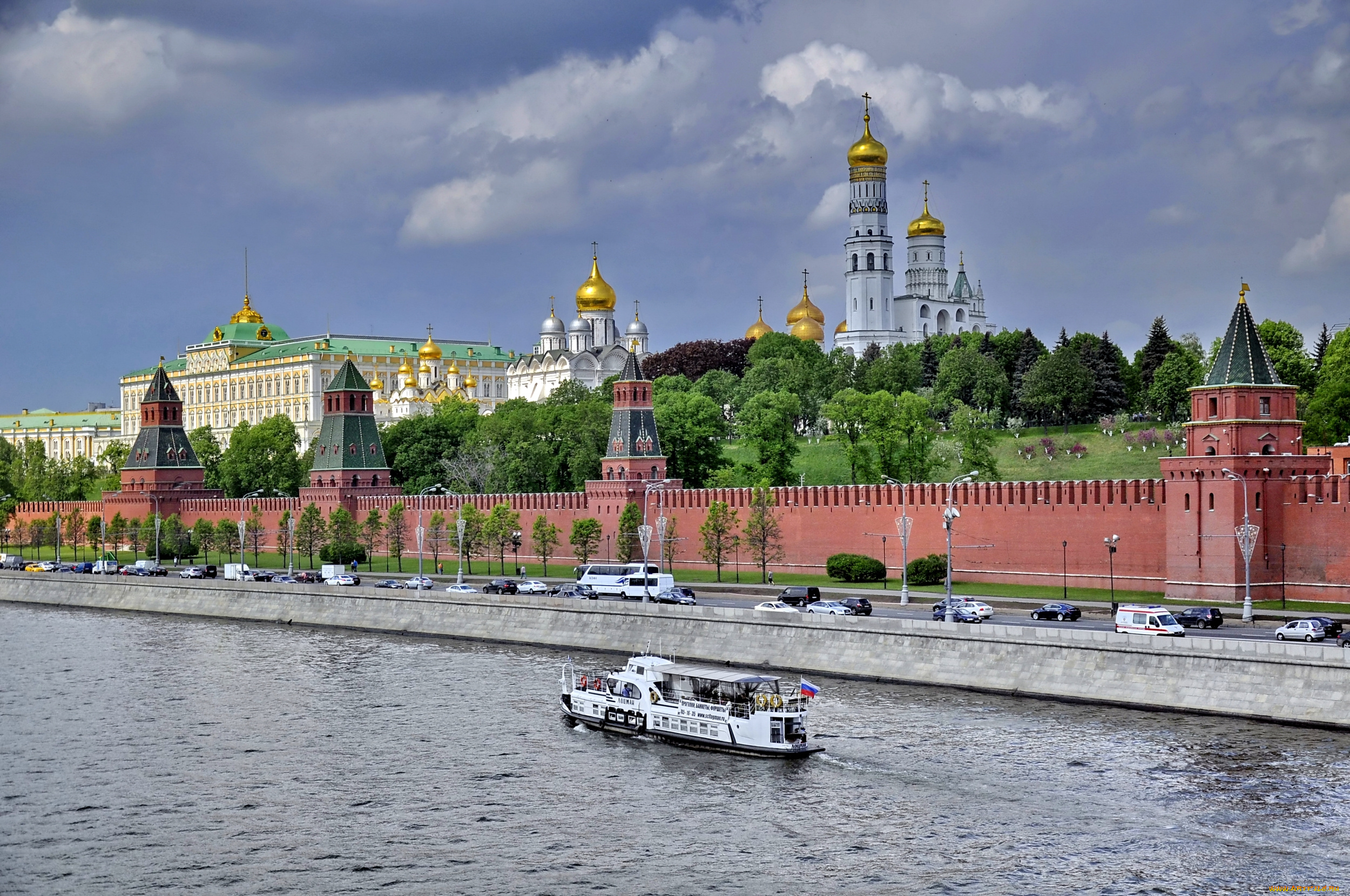 города, москва, , россия, река, кремль