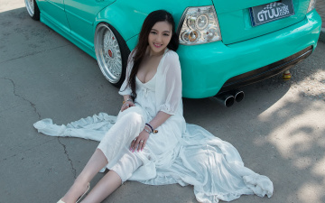 Картинка автомобили -авто+с+девушками девушка азиатка автомобиль фон взгляд