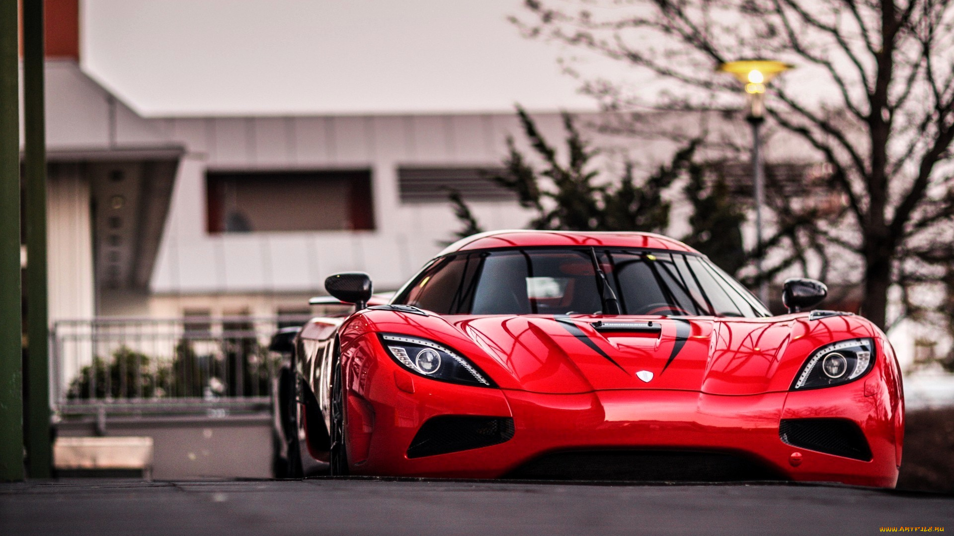 koenigsegg, agera, автомобили, koenigsegg, красный, здание, фонарь