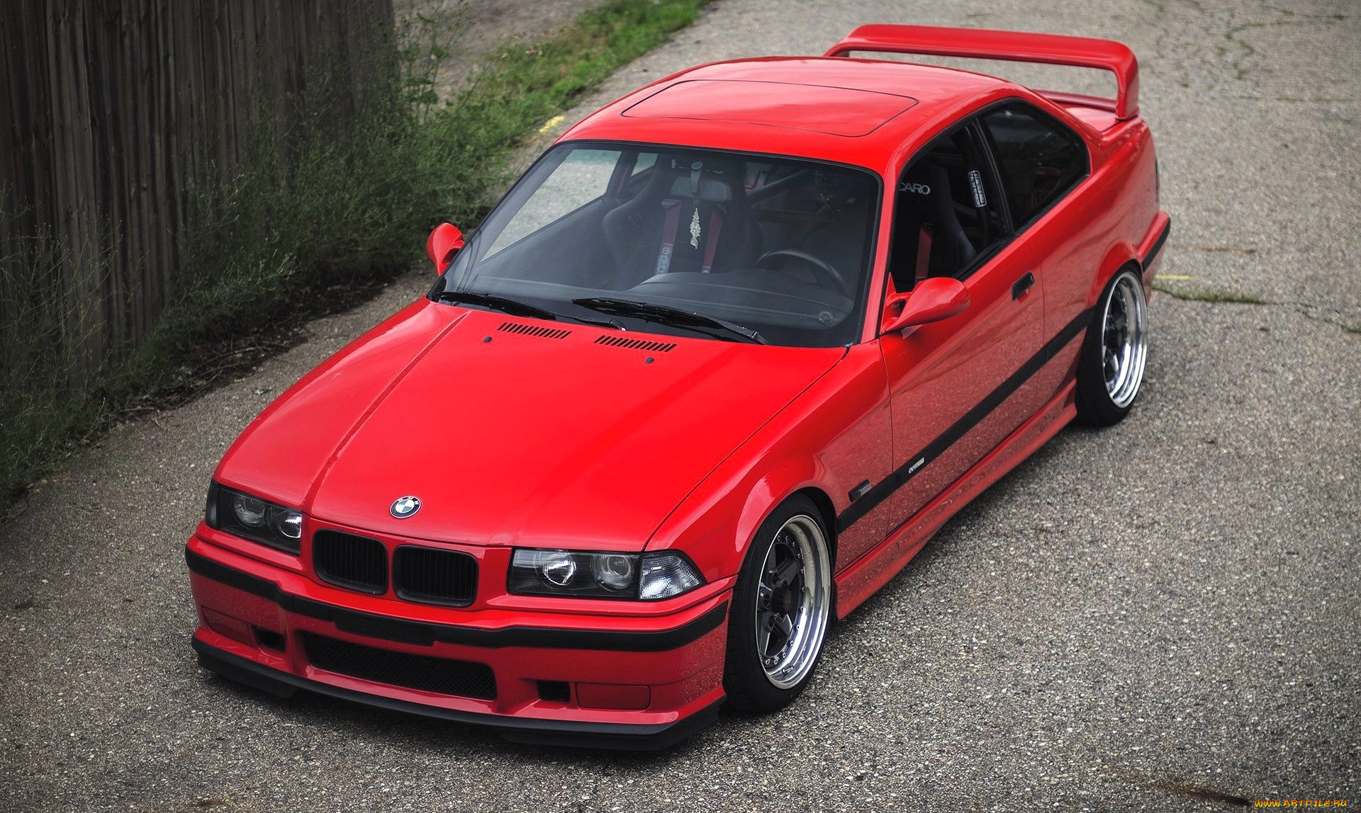 bmw, e36, автомобили, bmw, красный, дорога