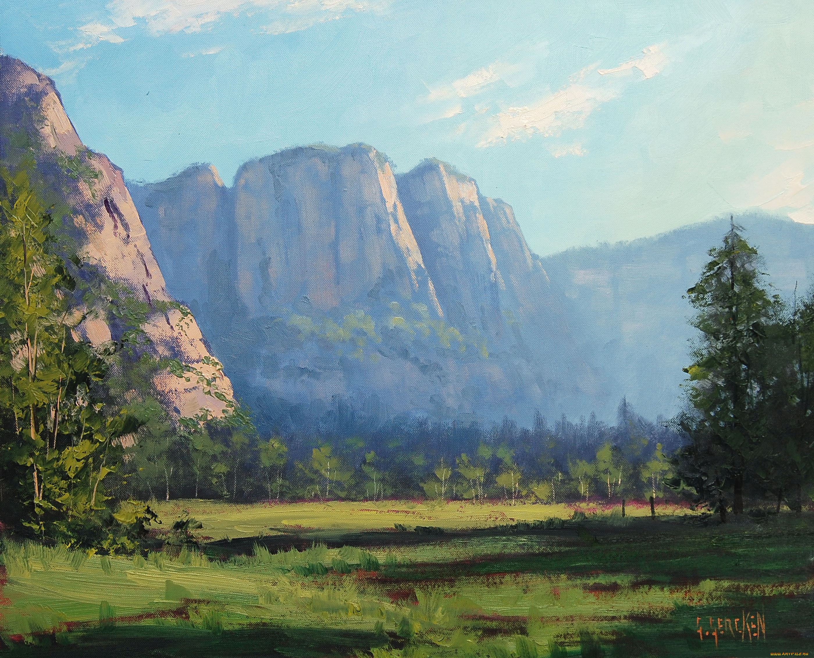 рисованные, graham, gercken, yosmite, landscape, painting