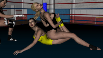 Картинка 3д+графика люди+ people девушки захват ринг борьба