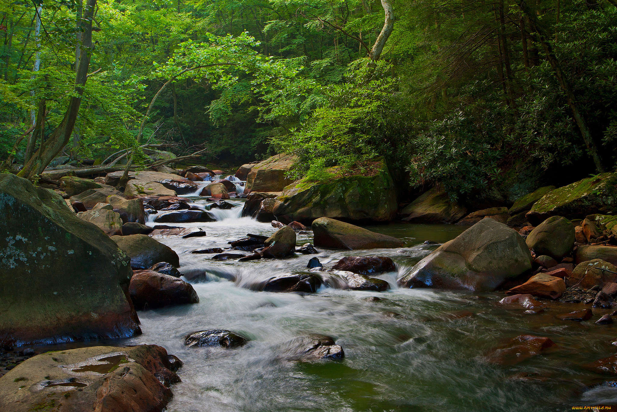 природа, водопады, вода, river, stream, rocks, waterfall, река, камни, водопад, water, поток