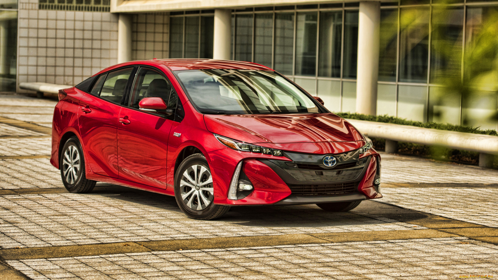 2020, toyota, prius, автомобили, toyota, prius, prime, электромобили, plug-in, hybrid, 2020, года, hdr, красный, японские