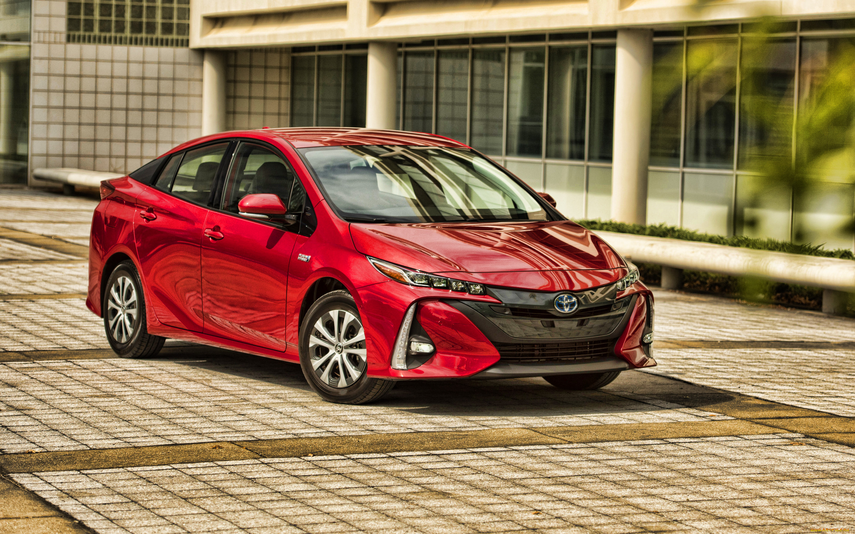 2020, toyota, prius, автомобили, toyota, prius, prime, электромобили, plug-in, hybrid, 2020, года, hdr, красный, японские