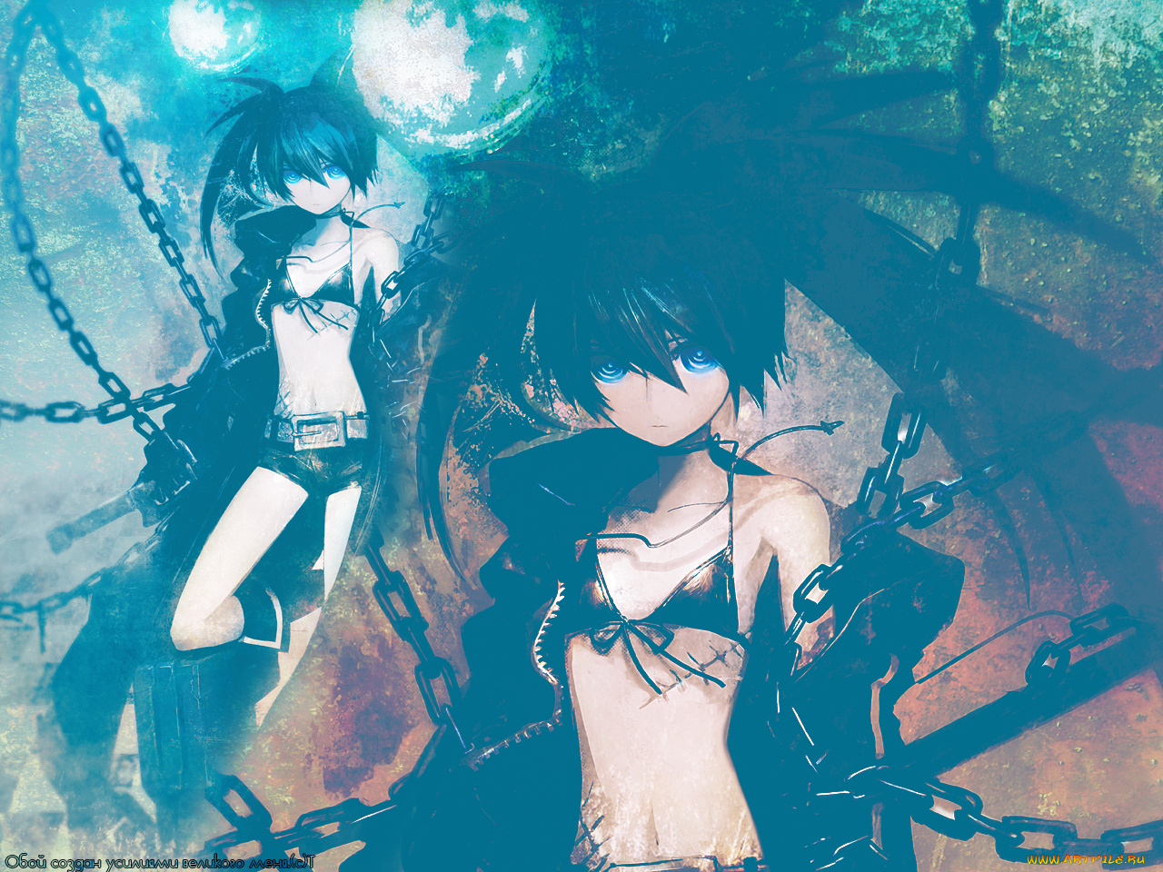 аниме, black, rock, shooter