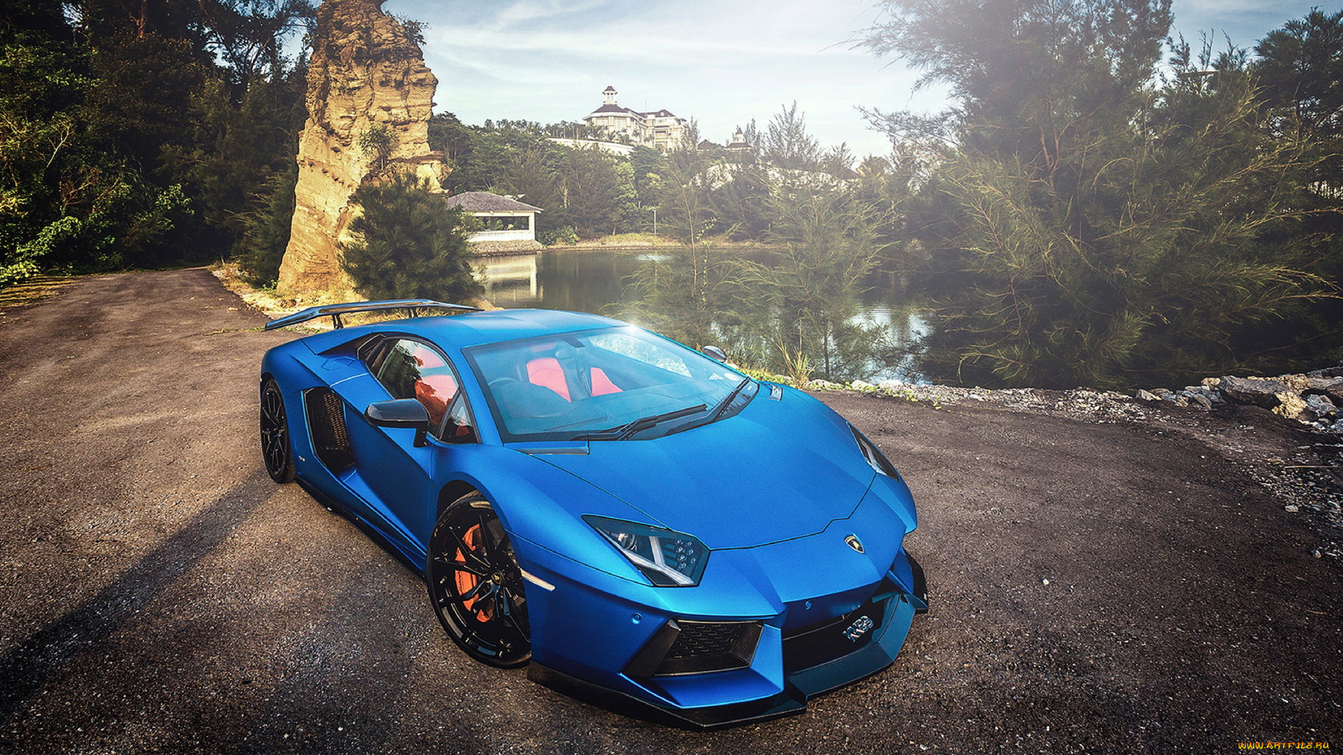 2013, lamborghini, aventador, lp700, автомобили, озеро, лучи, солнца, синий, blue