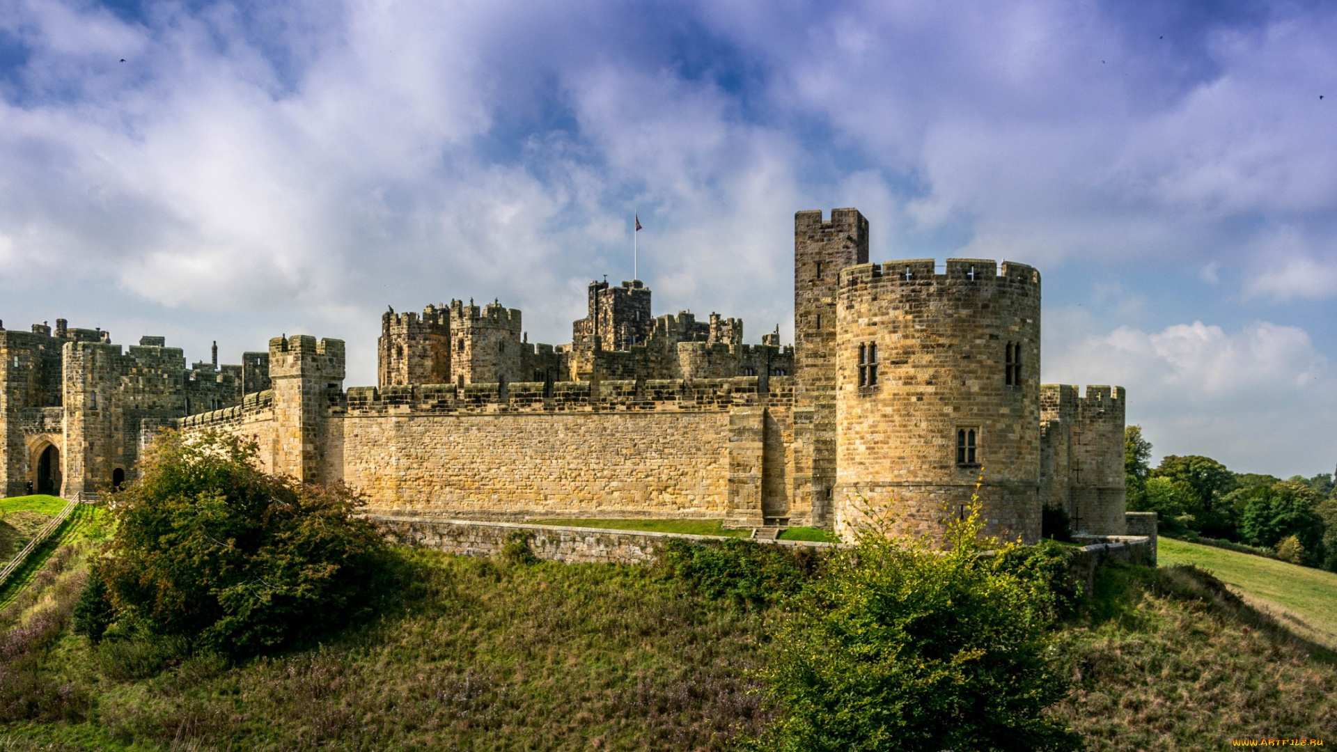 alnwick, castle, города, замки, англии, замок, холм