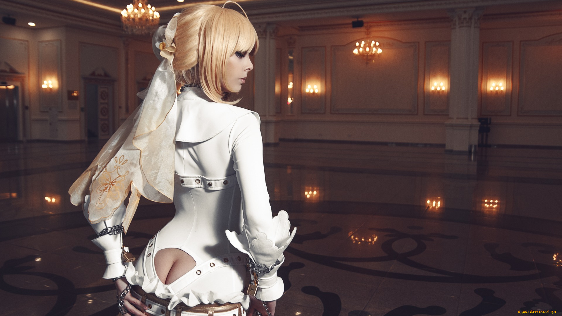 девушки, -unsort, , креатив, fate, stay, night, cosplay, поза, зал, девушка, saber