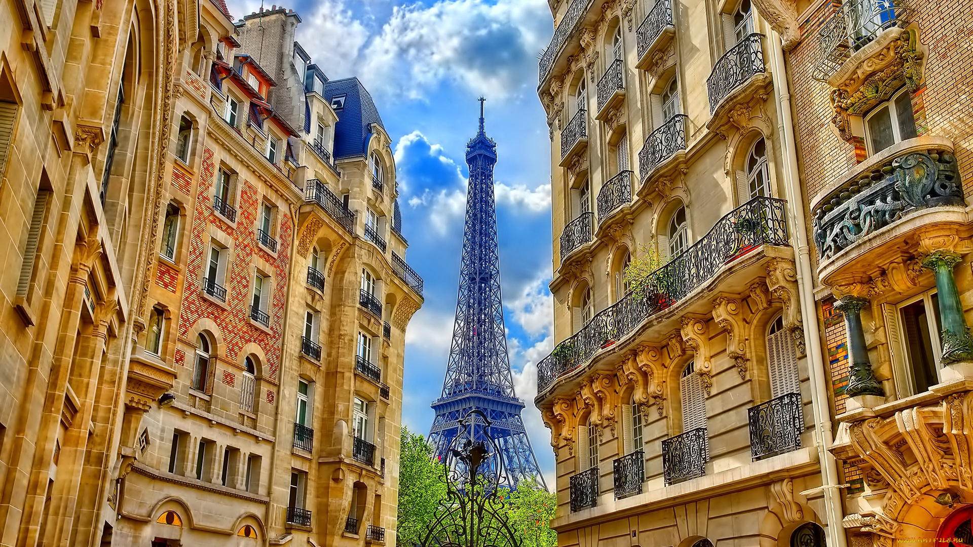 города, париж, , франция, облака, башня, дома, париж, улица, небо